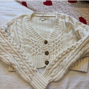 Aeropostale Cream Cable Knit Cardigan